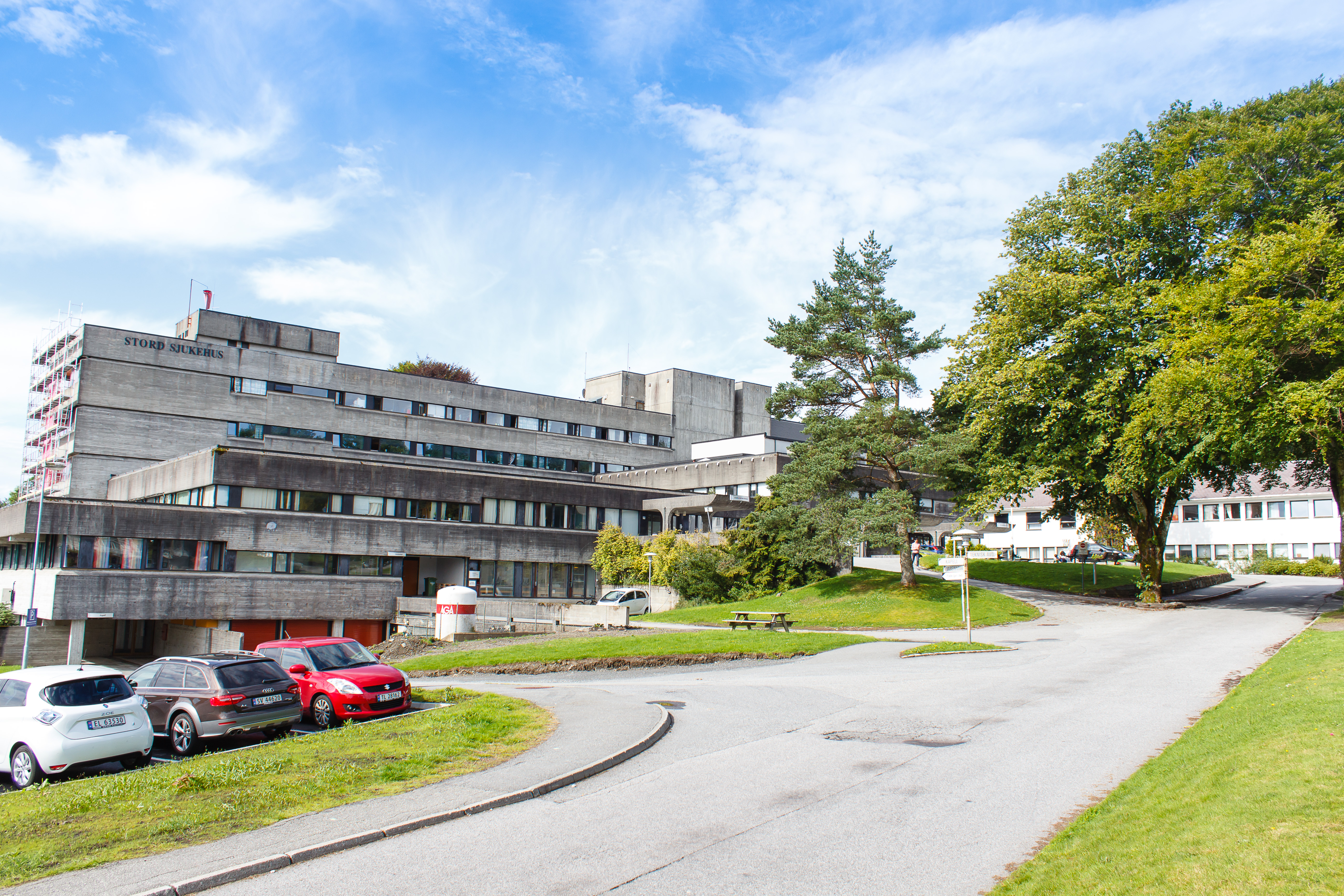 Hospital buildings with trees in front