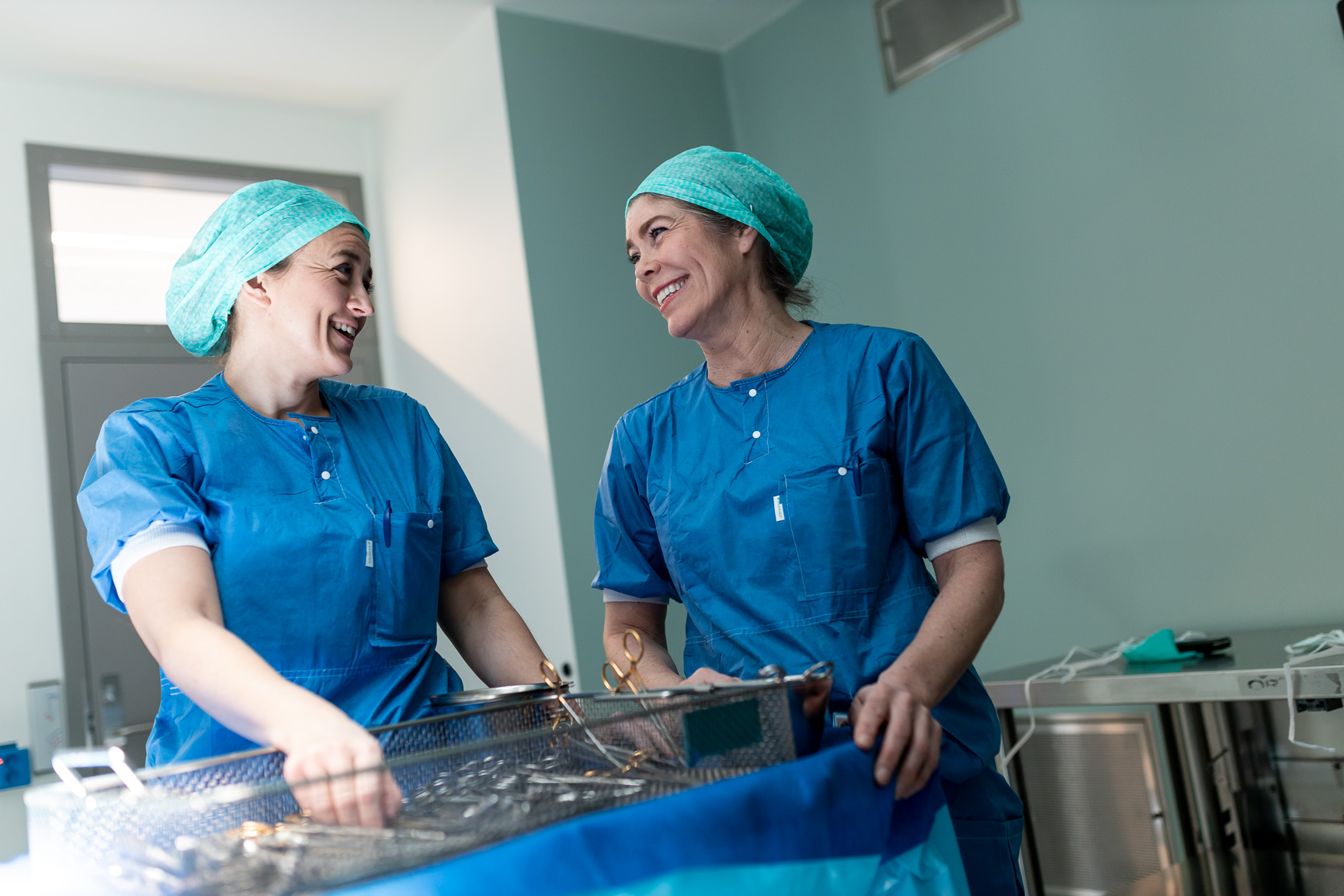 Two women in scrubs
