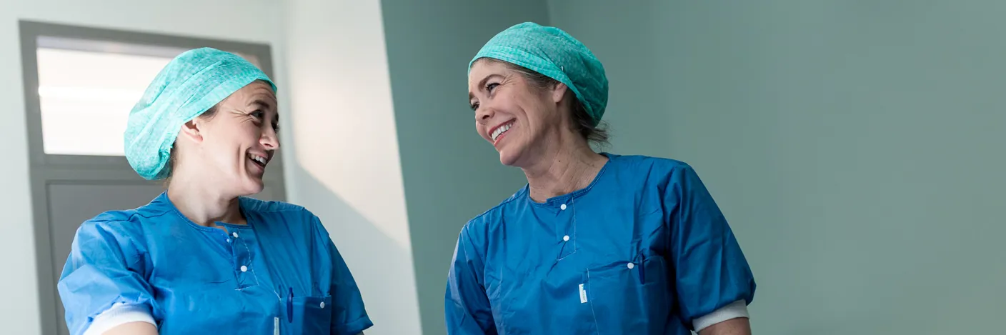 Two women in scrubs