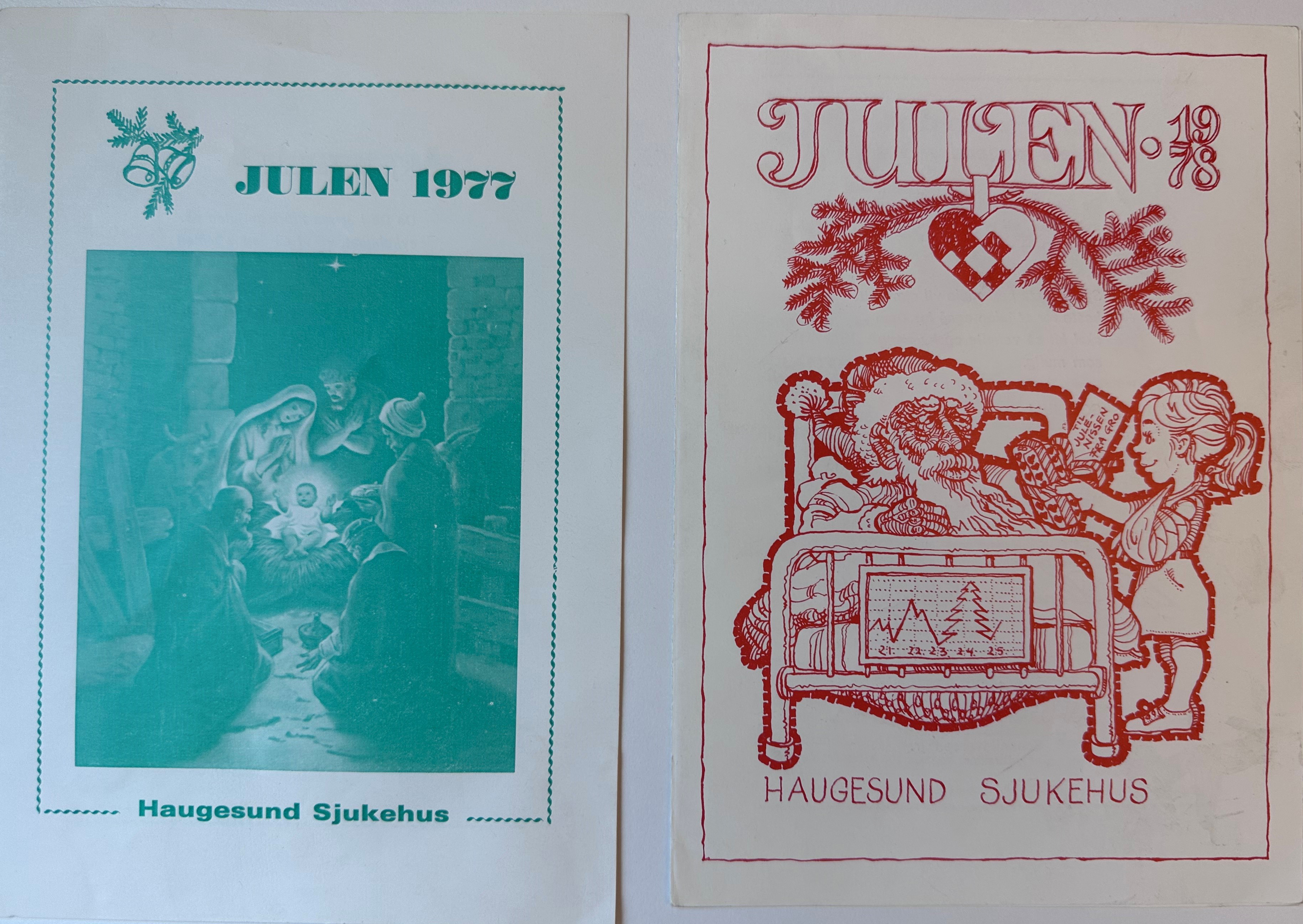 To gamle plakater med tekst og bilde