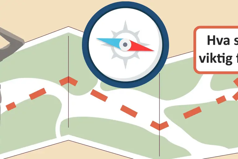 Diagram av en mann, et mål i sikte og et kompass
