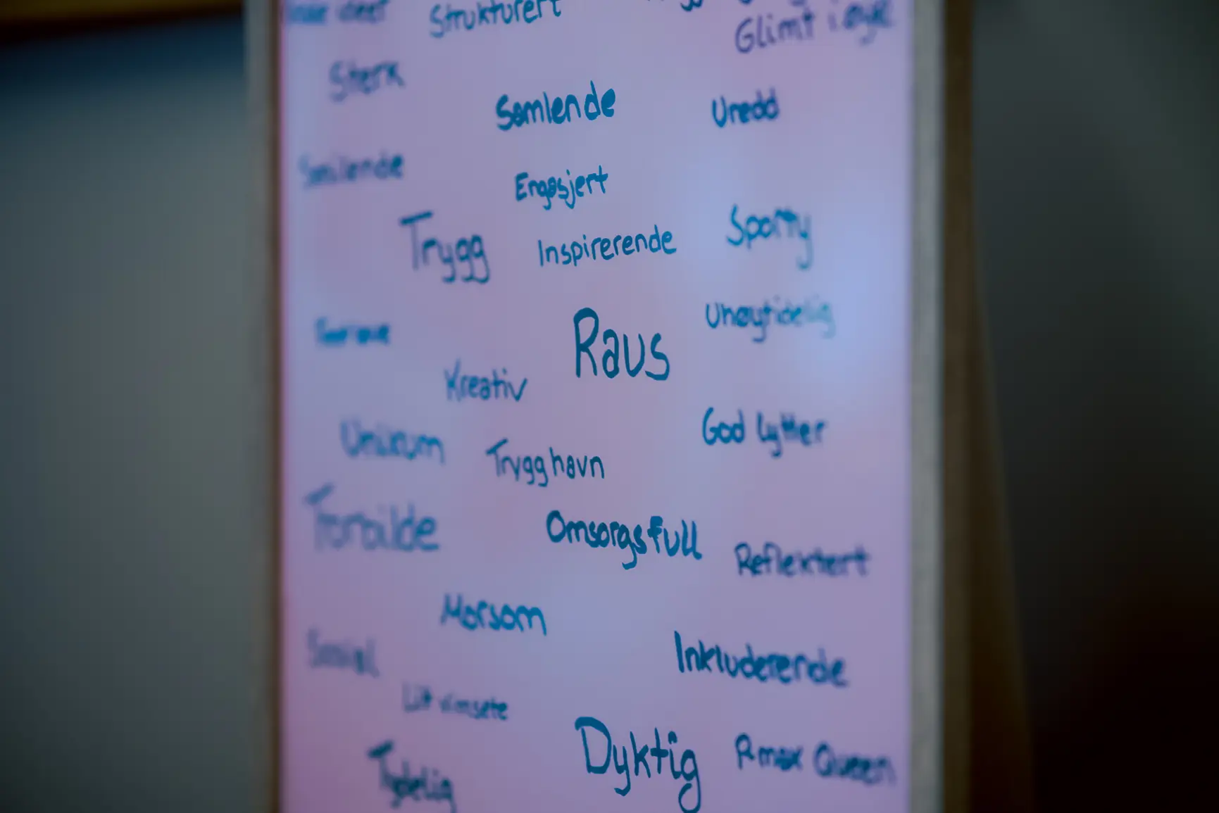 En whiteboard med skrift på