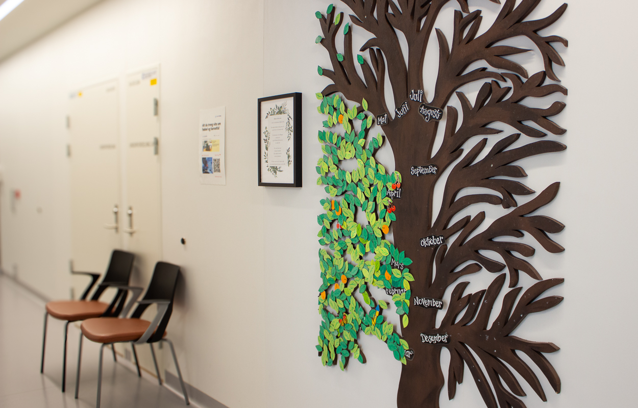 En vegg med en tegning på