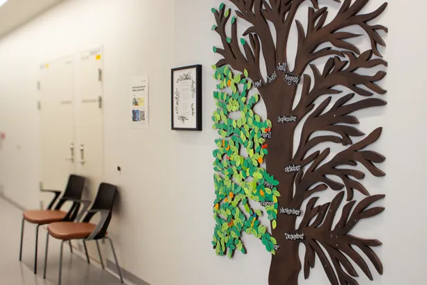 En vegg med en tegning på