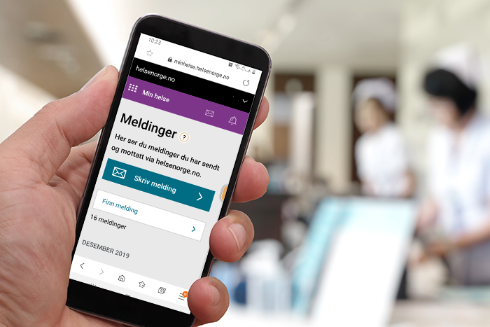 Ei hand som held ein mobiltelefon