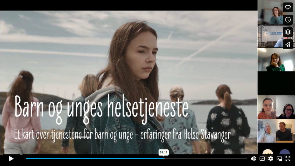 Skjermdump som viser en gruppe barn med tekst som viser tittel på seminar