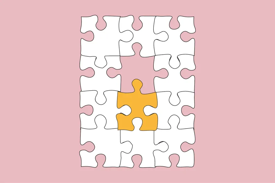 En illustrasjon av puslespillbrikker