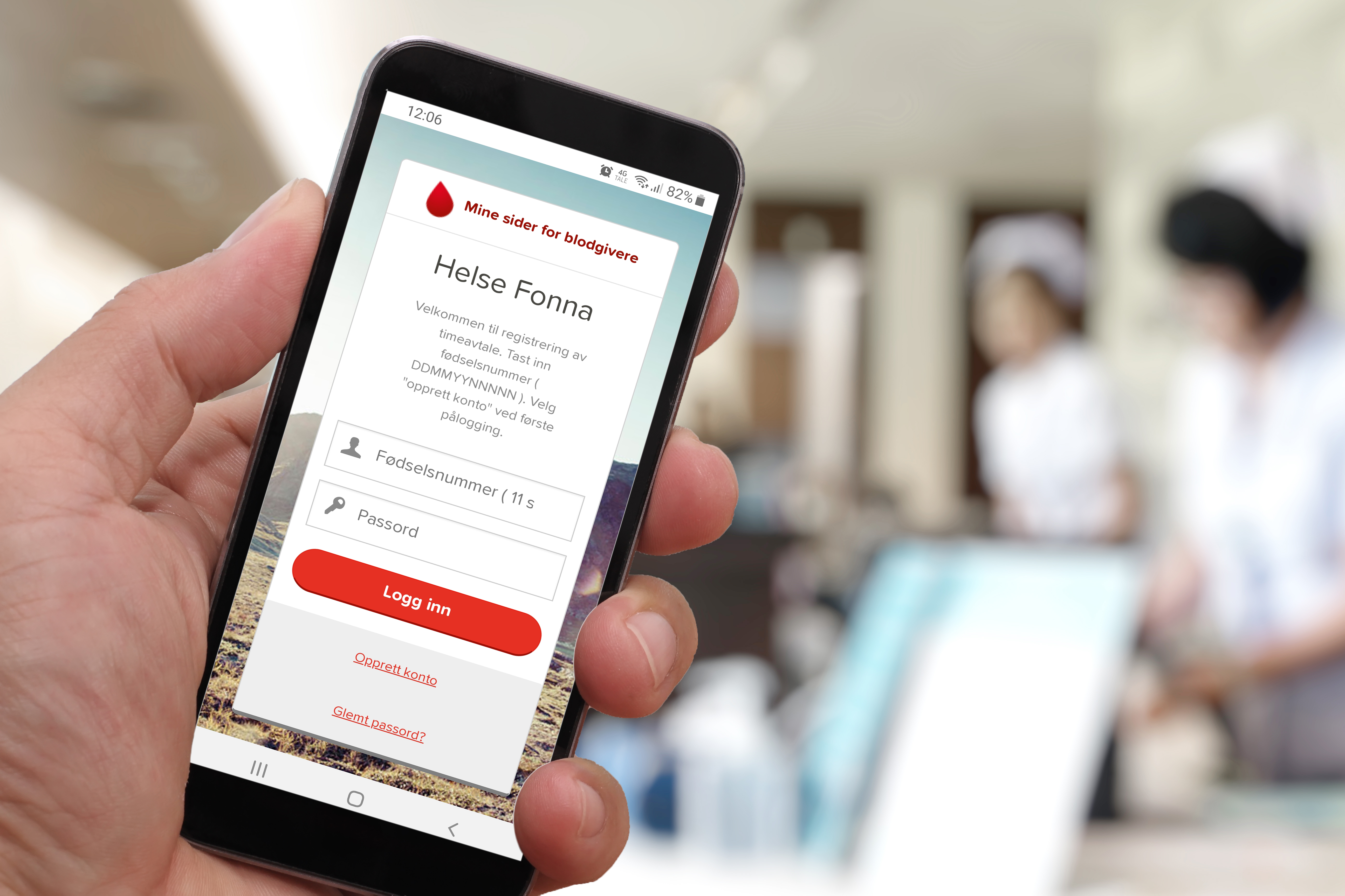 Mobiltelefon med app som er open