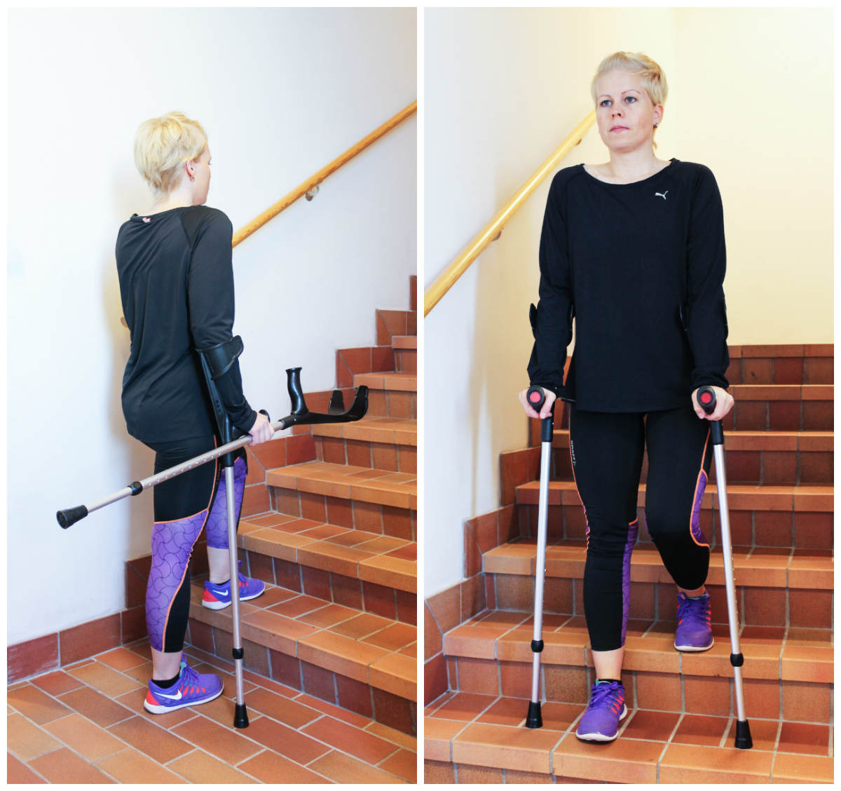 En person som står på et sett med trapper