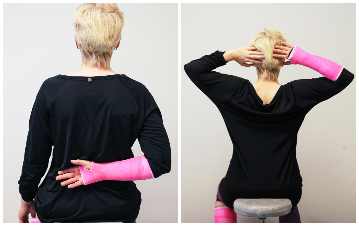 En person med håret i en bolle