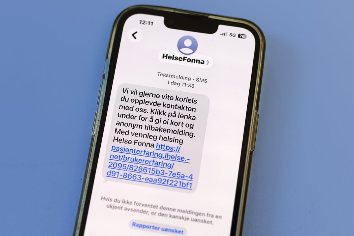 Ein mobiltelefon som inneheld ei tekstmelding