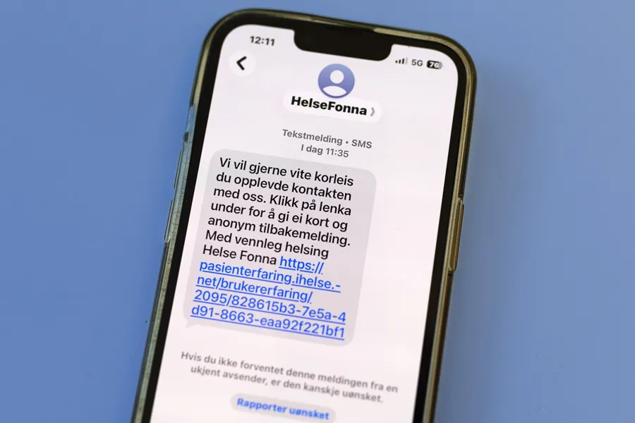 Ein mobiltelefon som inneheld ei tekstmelding